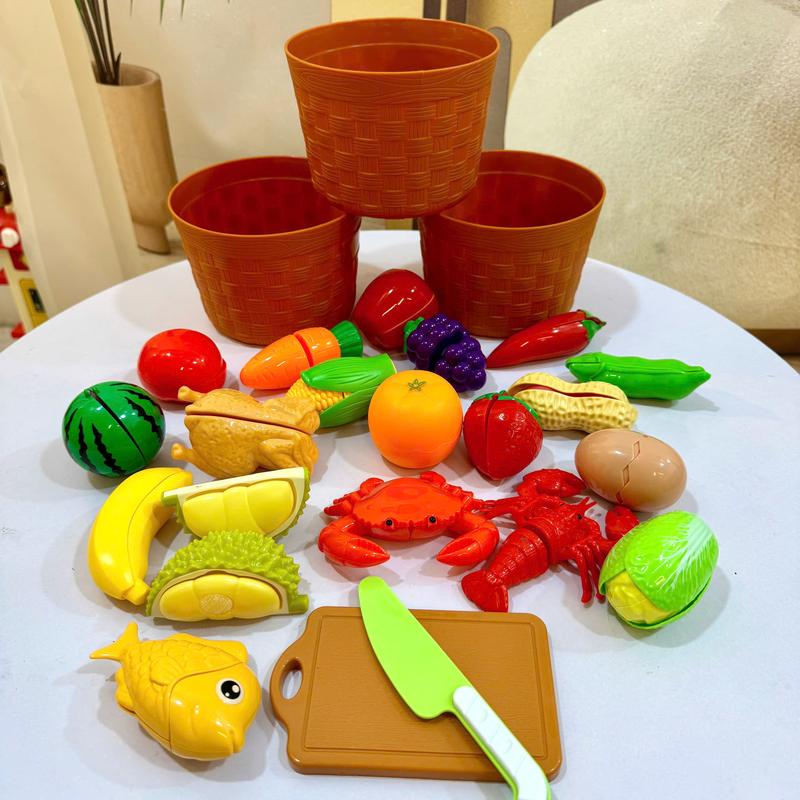 Bộ đồ chơi cắt,bóc,dán thực phẩm, rau củ quả cho bé 26 món nhựa ABS - Toy, Câu Cá Kem