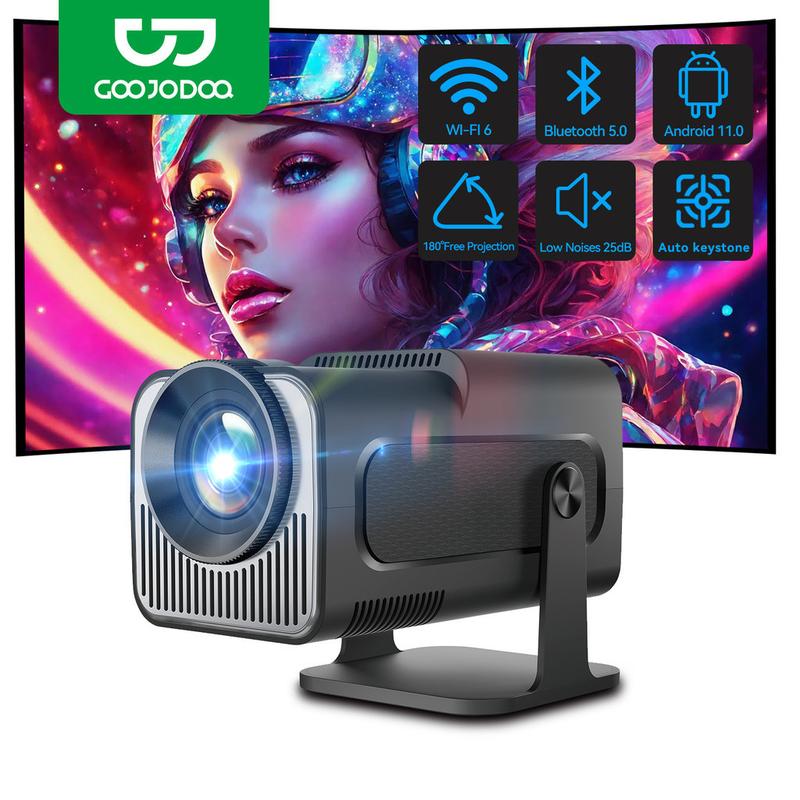 【GOOJODOQ  Máy chiếu di động 4k 1280×720P máy chiếu độ sáng cao WIFI đôi có bluetooth Máy chiếu gia đình văn phòng Projector Kem