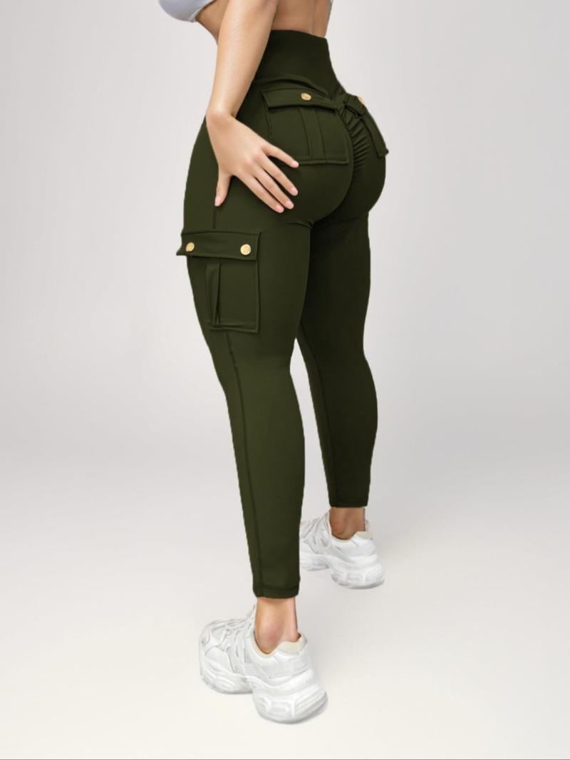 Product Introduction of Women's Solid High Waist Pocket Sports Outdoor Pants, Casual Comfy Breathable Skinny Pants for Yoga Gym Workout, Ladies Sportswear for All Seasons 8