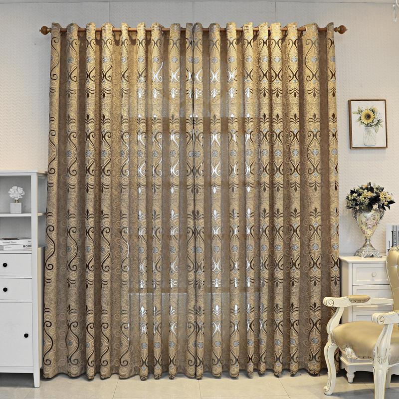 Vintage Window Curtain, Retro Jacquard Curtain, Hollow Sunshade Partition Curtain for Living Room Bedroom Office Balcony Home Decoration 7