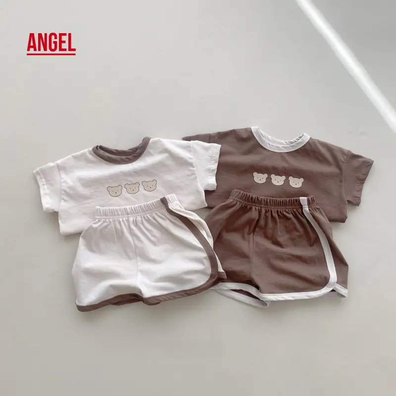 Bộ Quần Đùi ngắn Tay Mùa Hè Phong Cách Hàn Quốc Mới Cho Em Bé Trai Và Bé Gái, Đồ Ngủ Mặc Nhà Cho Trẻ Mới Biết Đi, AG SHOP2025, Thiết Kế Ins, Thời Trang, [Thiên Thần] ✨ Hàng Mới Về