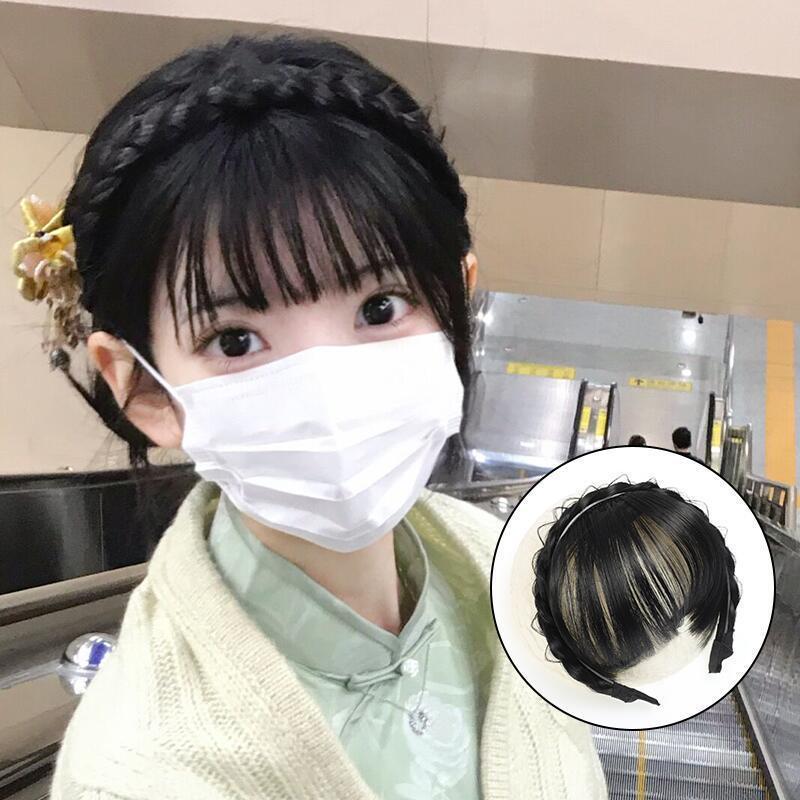 Tóc Giả Tổng Hợp, Có Mái Và Băng Đô, Viền Gọn Gàng, Với thắt bím Tóc Hàng, Tóc Nối, Kẹp Tóc 2