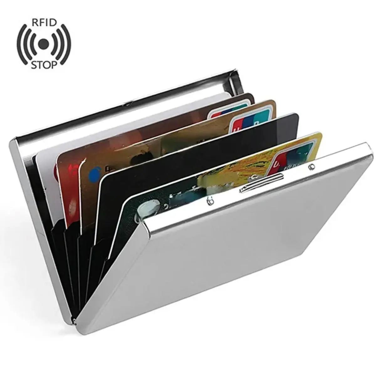Fashion Aluminum Anti Magnetic Card Holder Women Men Metal Credit Card Business Card Holders Organizer Purse Wallet Anti Theft