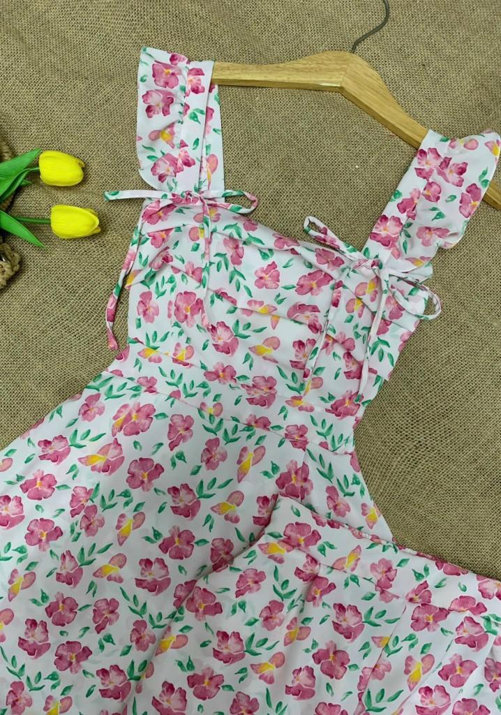 Product Introduction of Set đầm ngắn cánh tiên cột nơ, có mút. Dáng trên gối (kèm quần) 28