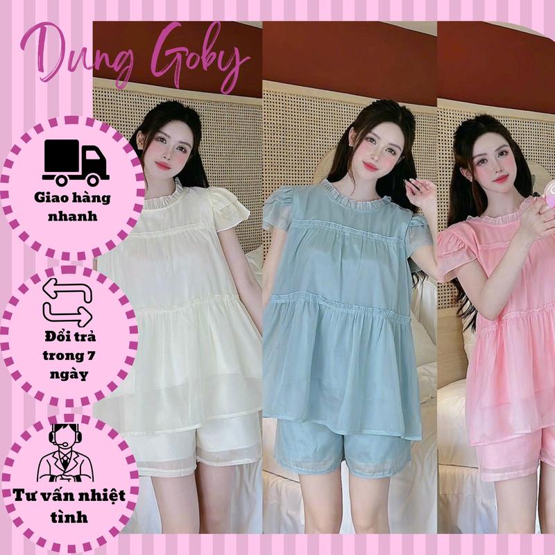 Sét Quần Áo Bầu Tơ 2 Lớp Mặc Bầu Và Sau Sinh B43 (Từ 45kg-65kg) Váy Bầu Đầm Bầu