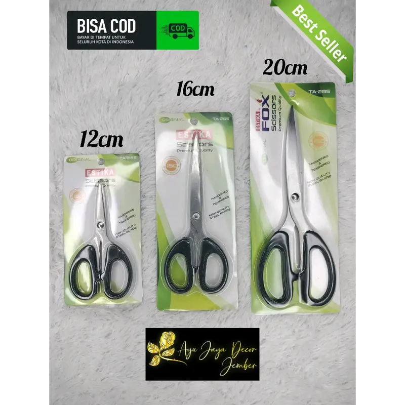 GUNTING STAINLESS STEEL MEREK ESTIKA/GUNTING KERTAS/GUNTING DAPUR PANJANG 12CM,16CM DAN 20 CM 0