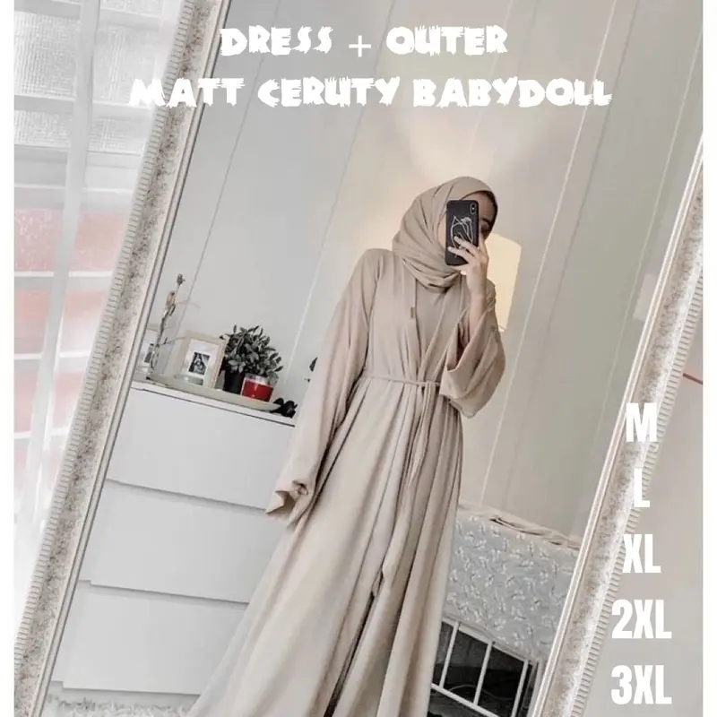 NEW PRODUCT - Fayya Abaya Set Muslim  Outer // Dress Abaya Set Outer Jumbo Terbaru 2023 // Abaya Kekinian  // Bisa COD Ke Seluruh Indonesia ceruty gamis zipper Syari 0
