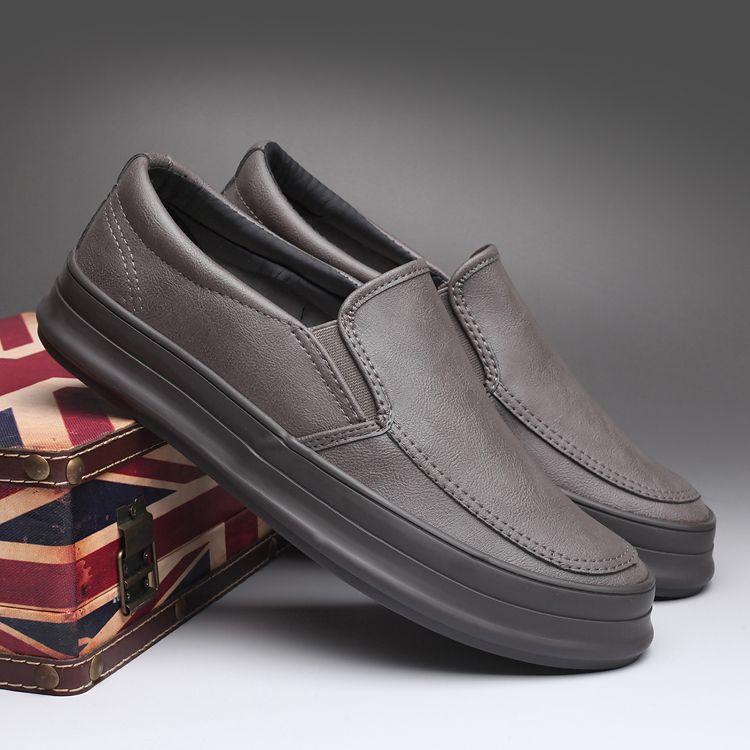 Product Introduction of 2023 Men's Shoes Autumn New Thick-Soled Slip-On Lazy Shoes Men's Breathable Height-Increasing Leather Shoes Soft-Soled Trendy Versatile Sneakers 32