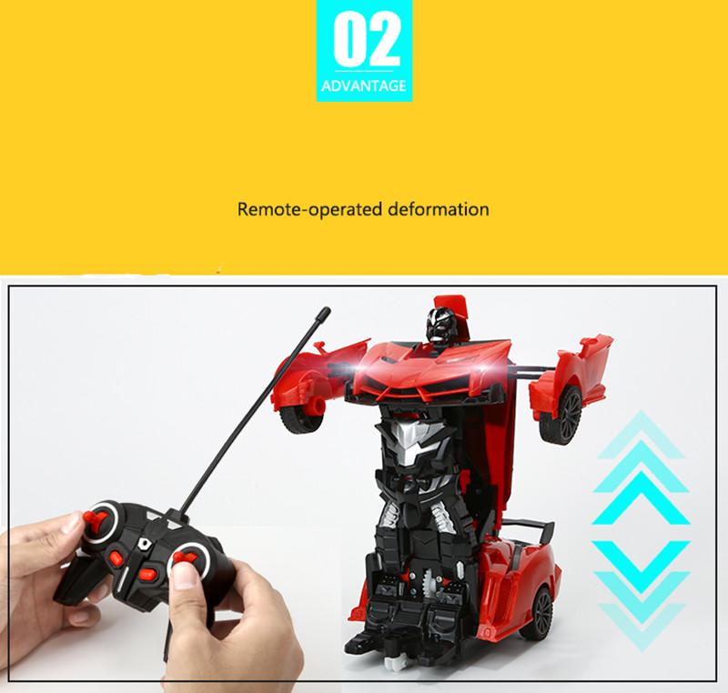 Product Introduction of 2 in 1 Remote Control Cars RC Transforming Robots Car Models Outdoor Remote Control Sports Deformation Car for Kids Boys Toys 4