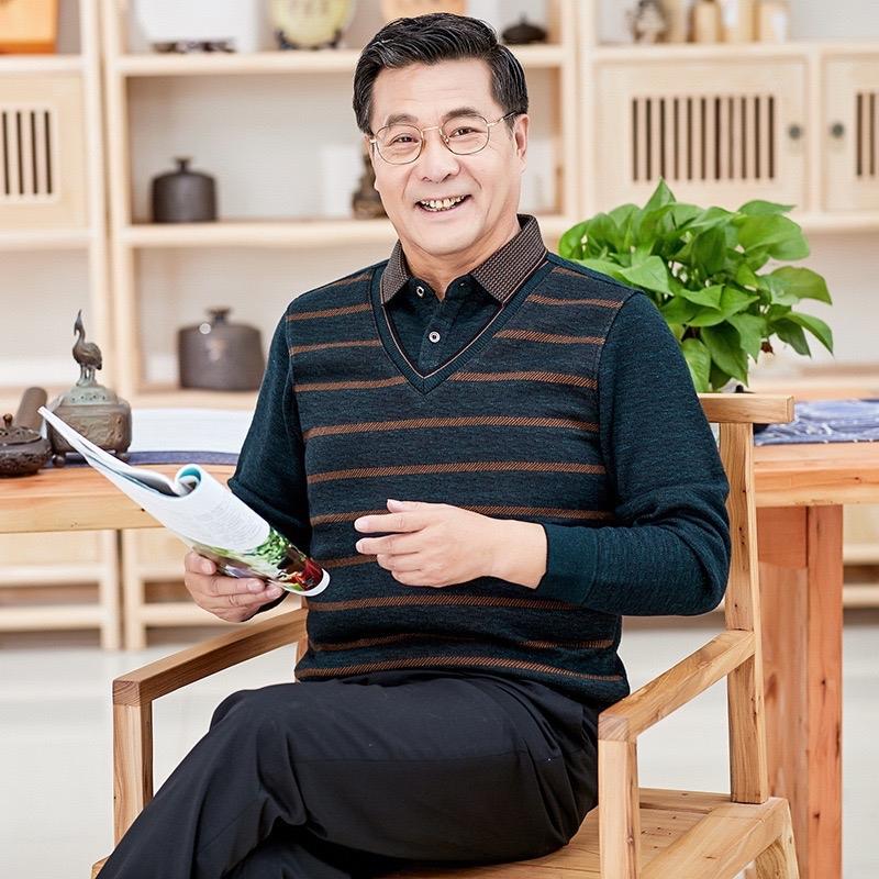 Áo Len Trung Niên Lót Nỉ Nhung Cổ Sơ Mi Lịch Lãm, Áo Len Tặng Bố, Tặng Ông hàng Quảng Châu Loại I Dày Dặn Menswear Nam Xanh Lá