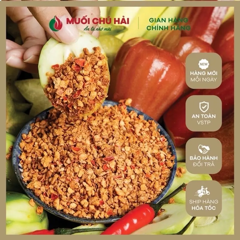 350G MUỐI TỎI ỚT SIÊU CAY Chú Hải - Đặc Sản Tây Ninh (Ăn Chay Được) - Size M Gia Vị 5