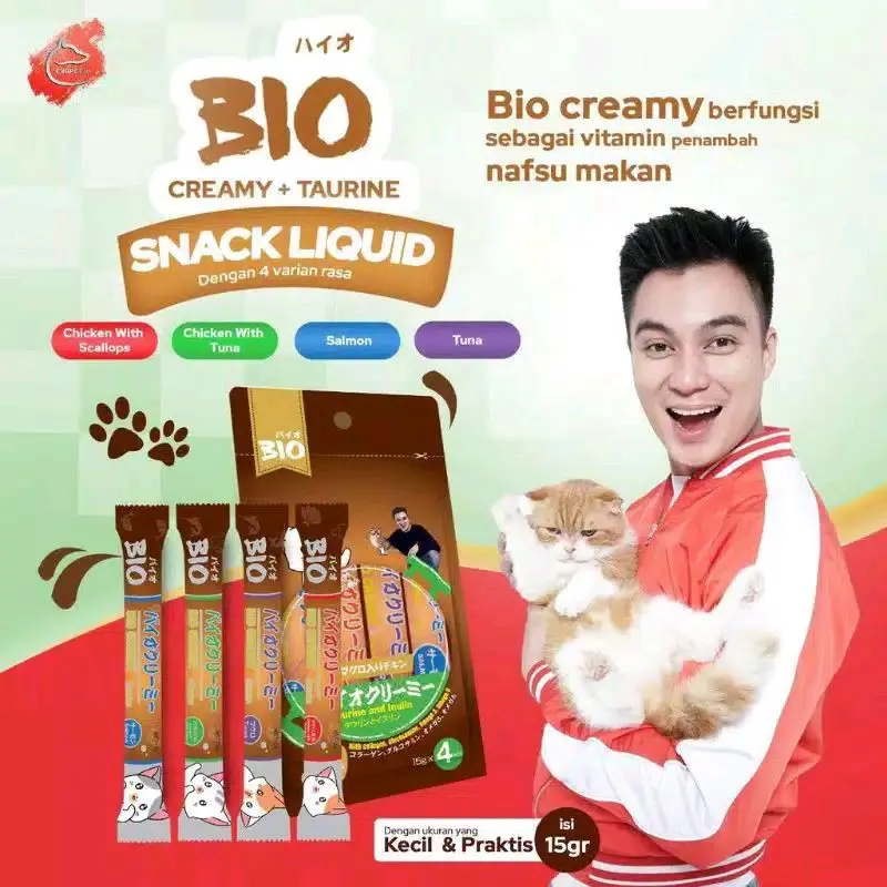 TERMURAH! snack bio creamy isi 4 snack kucing treats