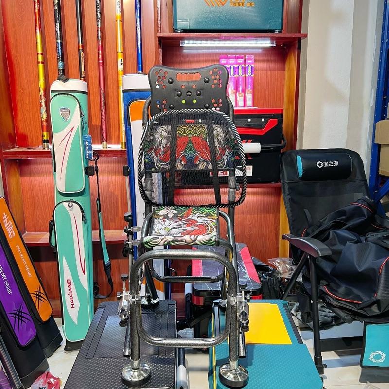 Ghế câu đài cá chép full phụ kiện-Họa tiết Cá chép - ngồi mọi địa hình