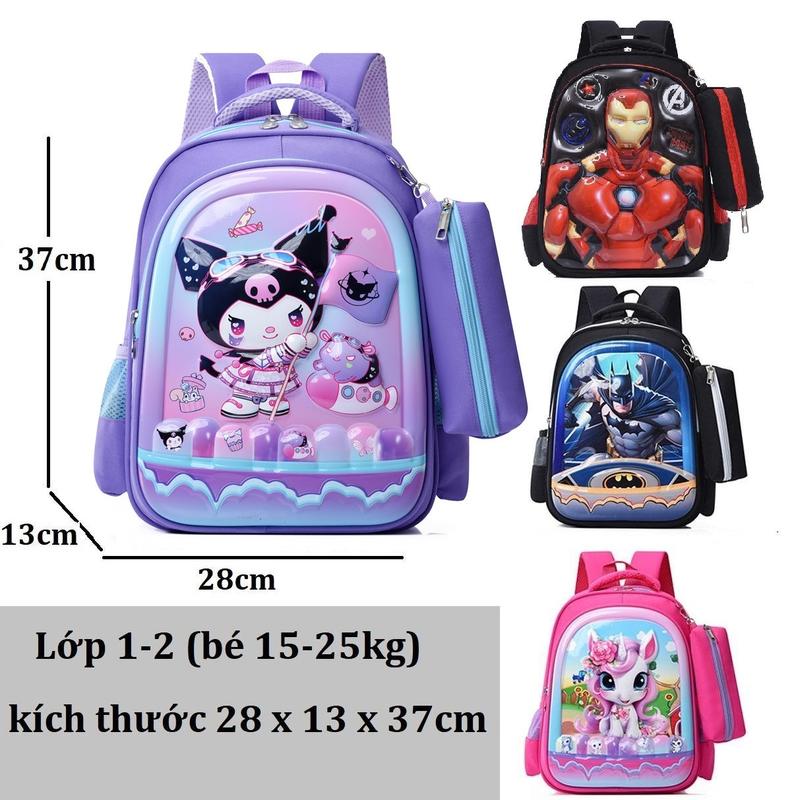 Balo bé trai, bé gái lớp 1, lớp 2 (15-25kg) 3D chống nước ( 4 mẫu)