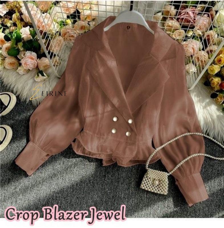 EIRINE FASHION Crop Blazer Jenna Blazer Cantik Ala Korea Terbaru Blazer Model Lengan Balon Fashionable 1