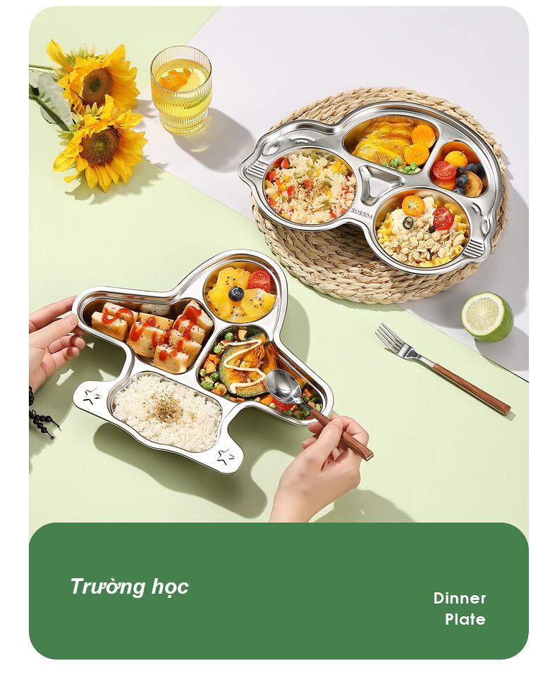 Product Introduction of Khay ăn dặm cho bé inox 304 cao cấp, hình peppa pig kitty gấu panda ô tô dễ thương 19