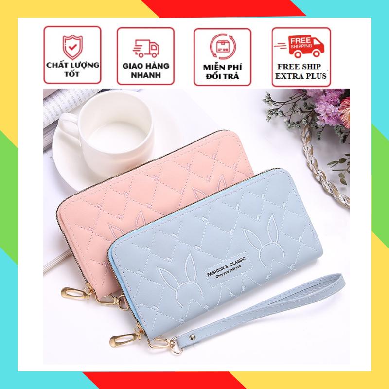 Ví cầm tay nữ dáng dài đựng điện thoại thời trang Hàn Quốc cao cấp sang trọng dễ thương nhiều ngăn đựng tiền đẹp giá rẻ SANTOT VDST07 Da Clutch Nhung