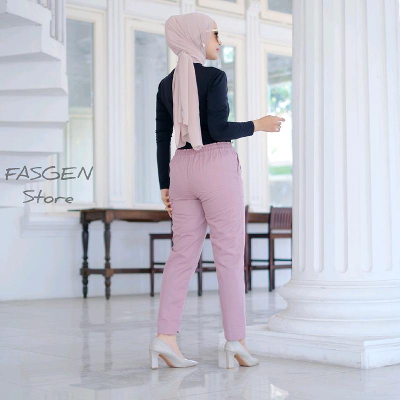 Celana Baggy Pants Kain American Drill / Celana panjang Model Terbaru / Celana Model Variasi Kancing Pinggang Tali Serut  Soft 2