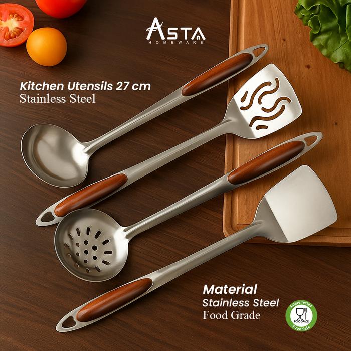 Gambar Asta Spatula Sutil Centong Sayur Stainless Steel Panjang 27 CM Handle Motif Kayu Tebal - Spatula dari Asta Homeware Kab. Sidoarjo Tokopedia
