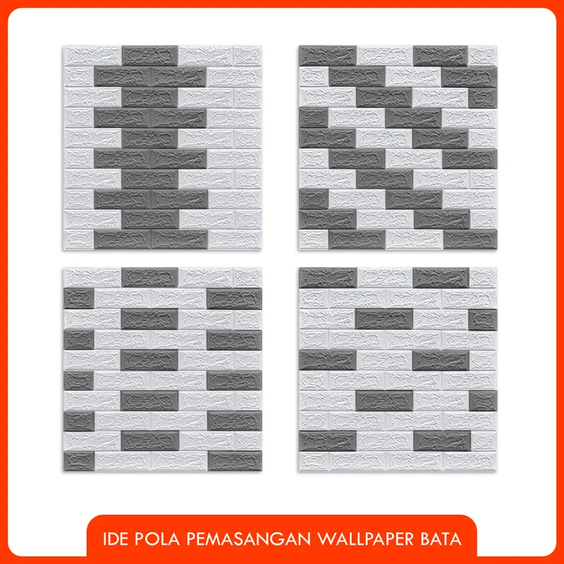 Wallpaper Dinding 3D Foam Motif Batu Bata 70 x 77 cm - Warna Putih 6