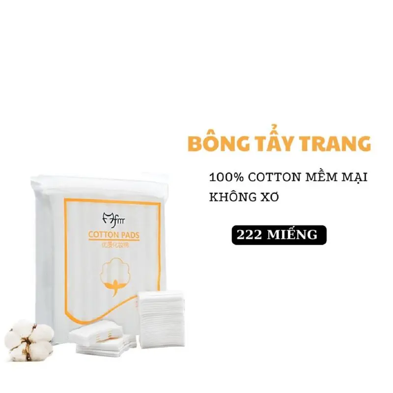 Combo 5 gói bông tẩy trang FM Cotton pads hàng cao cấp - 1 gói 222 miếng 3
