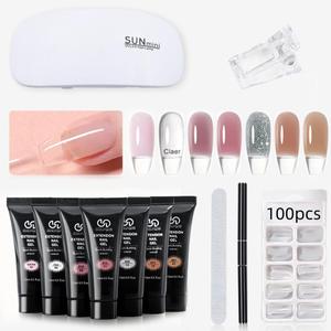 Professional Gel Nail Extension Kit, 12pcs/set Nail Extension Gel Set with UV LED Lamp, Nail File, Manicure Kit for Nail Art, DIY Nail Art Kit, Beauty Products