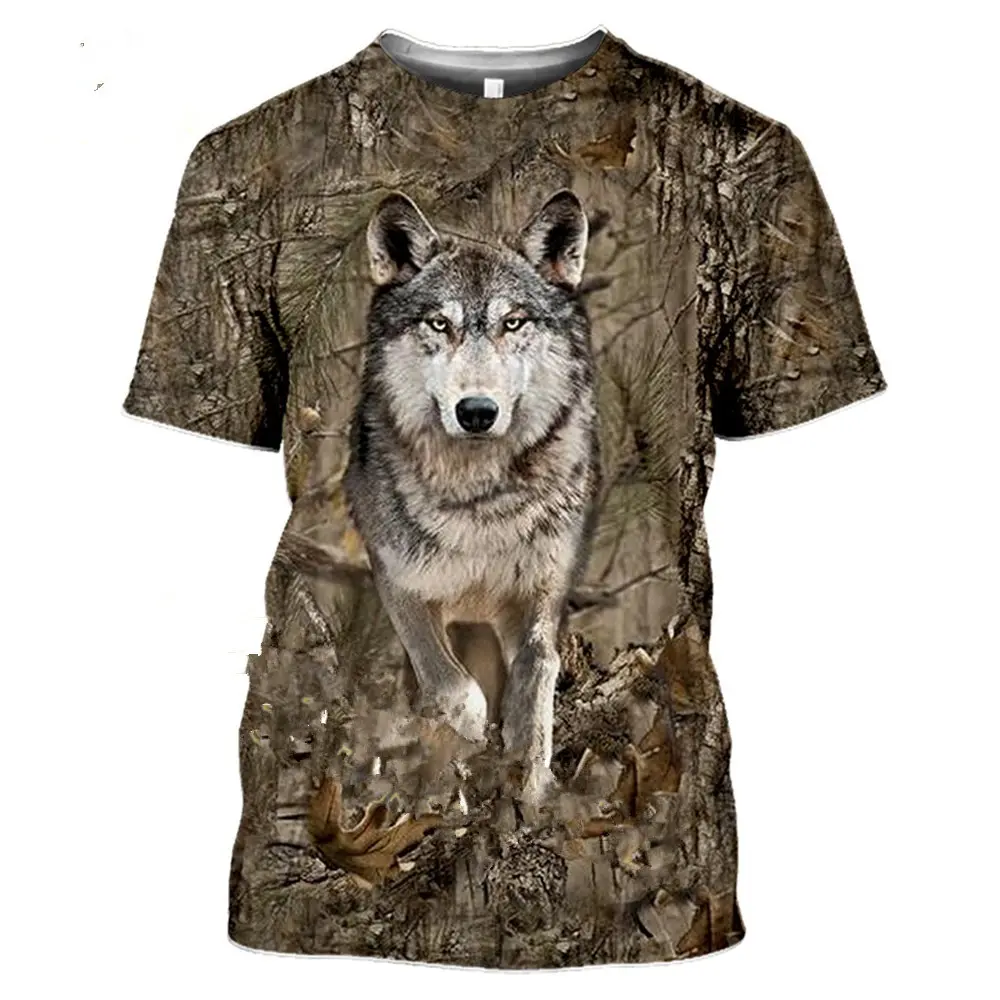 Realistic animal pattern 3D printed T-shirt, summer retro loose men's plus size T-shirt