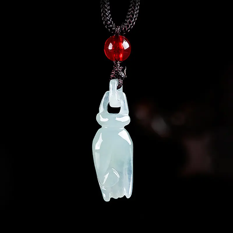 Natural Myanmar A jadeite palm pearl pendant Guanyin player ice jade pendant men's and women's gifts jade pendant