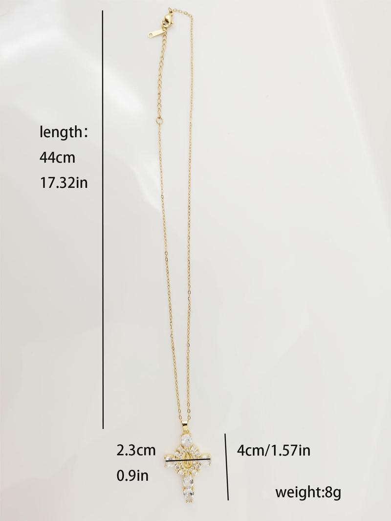 Product Introduction of Rhinestone Cross Pendant Necklace for Women, Temperament Jewelry for Daily Clothing Decor, Minimalist Aesthetic Jewelry Gift for Friend 4