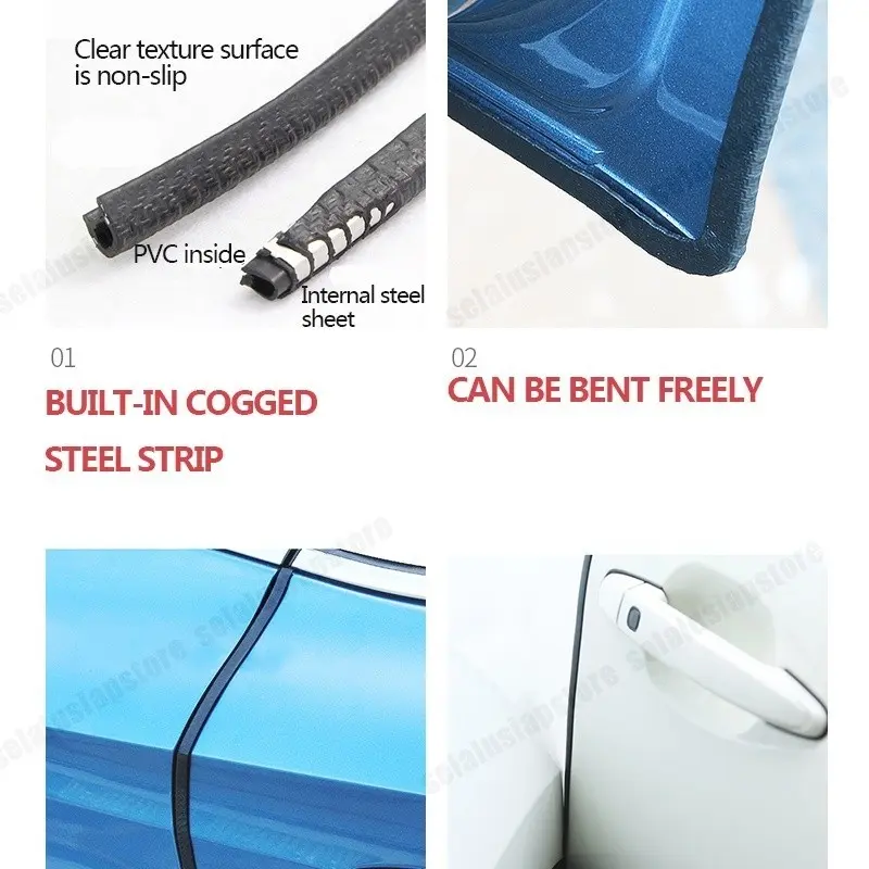 10 meter List Pintu Mobil Universal Karet Peredam Pintu Mobil Pelindung Pintu Hitam / Pelindung Tepi Dilindungi Lapisan U Bentuk Pintu Tepi Bumper Strip isolasi suara penyegelan strip kedap suara karet trim Strip Weatherstrip Car Kendaraan 6