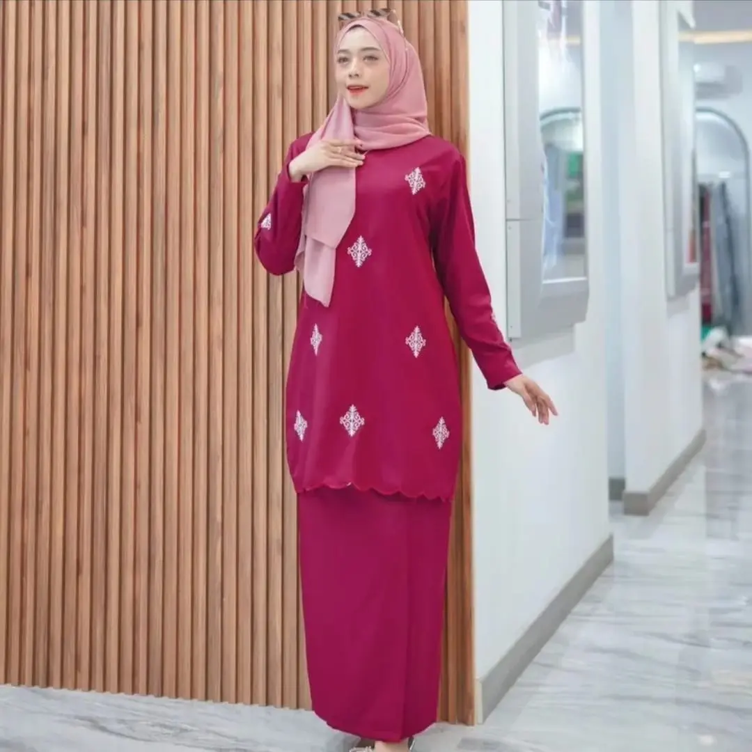 one set bordir kurng melayu miranda fashion muslimah wanita terbaru terlaris cod Katun Toyobo Baju Kulot Celana Kerudung Panjang Tunik Melar Atasan Setelan Bawahan