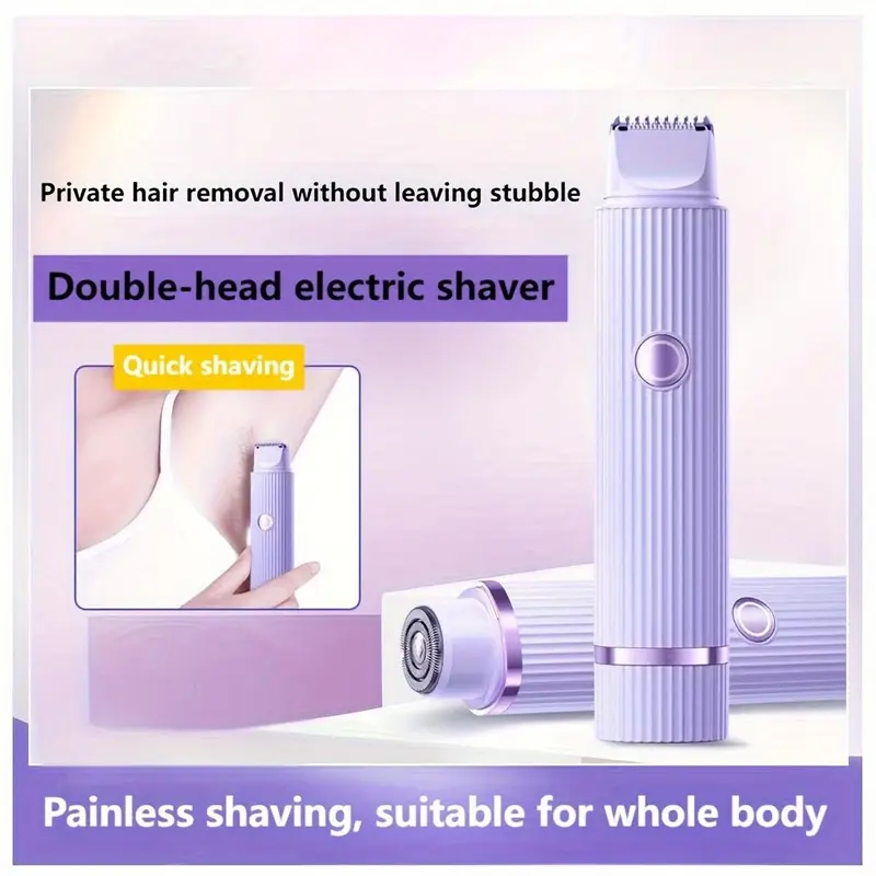 Electric Hair Removal Tool, 2 in 1 Waterproof Hair Trimmer for Arms, Bikinis, Private Areas, Portable Hair Removal Tool for Women 3