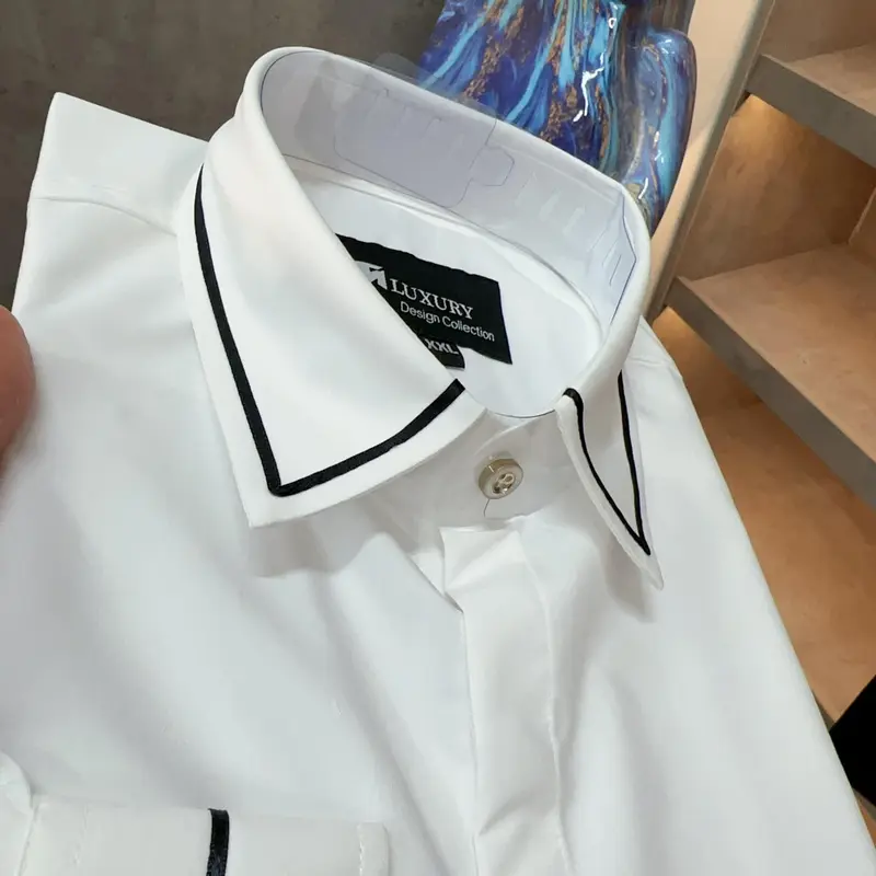 SƠ MI LỤA LUXURY CAO CẤP VIỀN NHỎ ĐEN Menswear 1