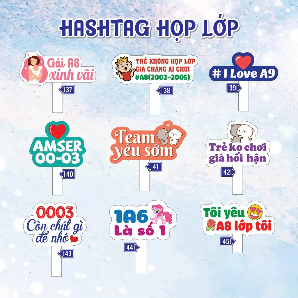 Hashtag họp lớp, hashtag kỷ yếu chụp ảnh học sinh trường học - tiệm hashtag