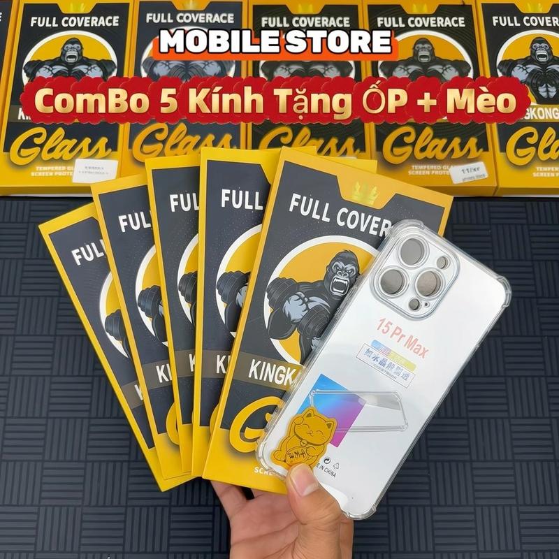 COMBO 7 Món COMBO 5 Kính CƯỜNG LỰC KINGKONG CHỐNG TRỘM TẶNG ỐP CHỐNG SỐC VÀ MÈO THẦN TÀI PHỤ KIỆN FULL MÀN HÌNH cương luc màn hình