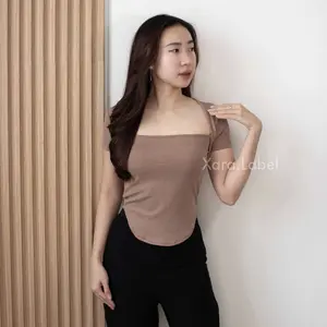 [ SALE CUCI GUDANG ] XARA - Celyne Knit Top Atasan Lengan Pendek - Casual Crop