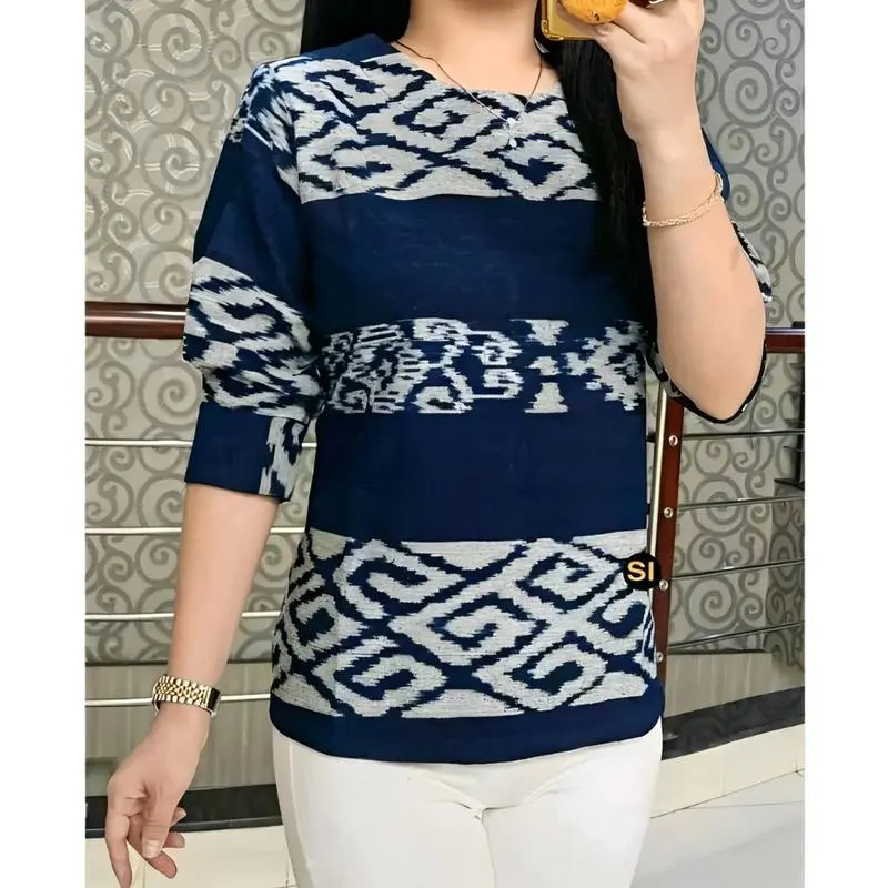 atasan blouse baju kantor/ baju wanita/ tenun motif etnik atta ethnik Katun 7