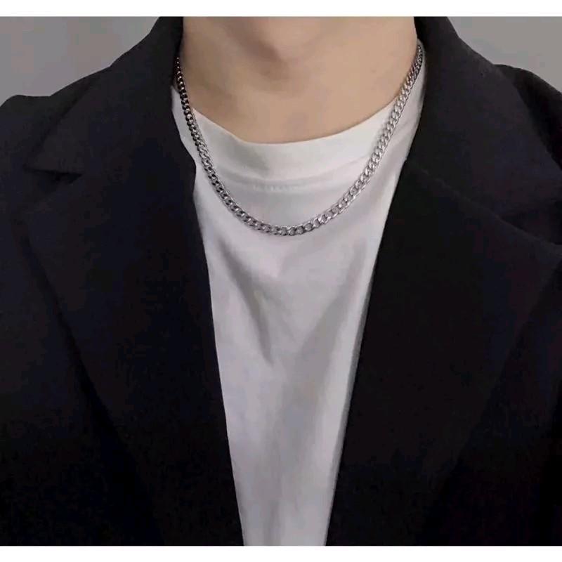 KALUNG TITANIUM DOUBLE LAYER MODEL RANTAI DAN ROLO LIONTIN SPIRAL ANTI KARAT ELEGAN 2