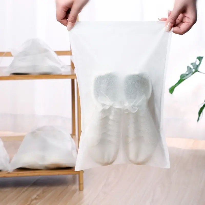 Túi đựng giày đa năng, túi đựng giày du lịch, vài không dệt màu trắng 2