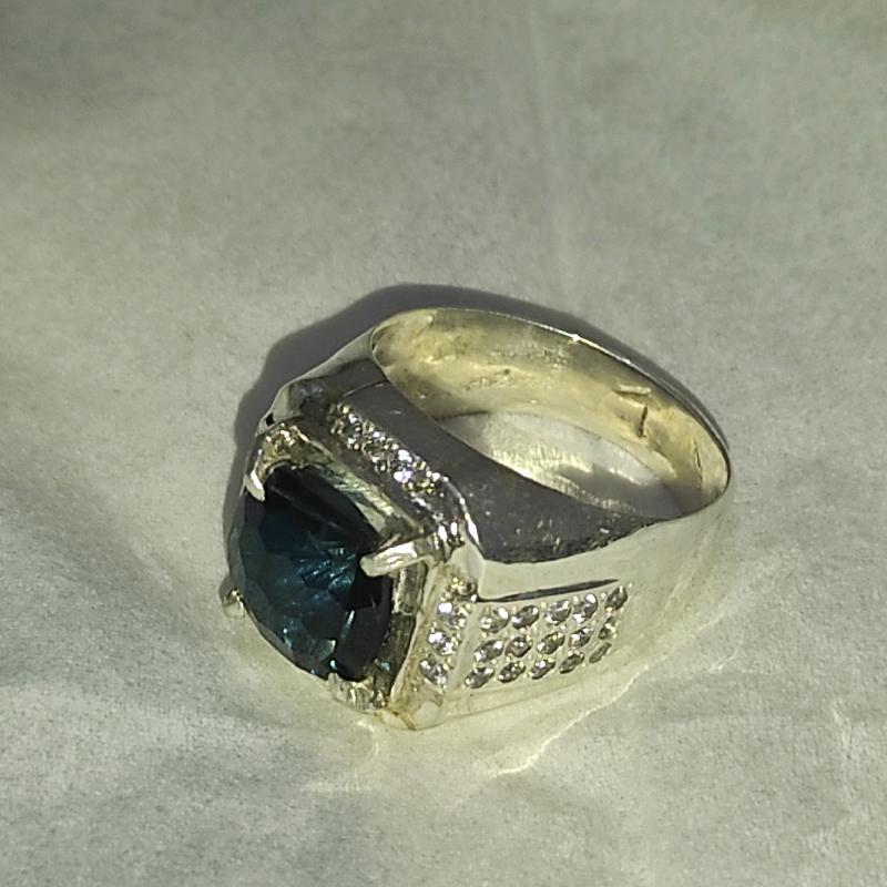 Cincin Natural Blue Topaz  (London Blue) Harian Sukses Ulang tahun Keterlibatan 2