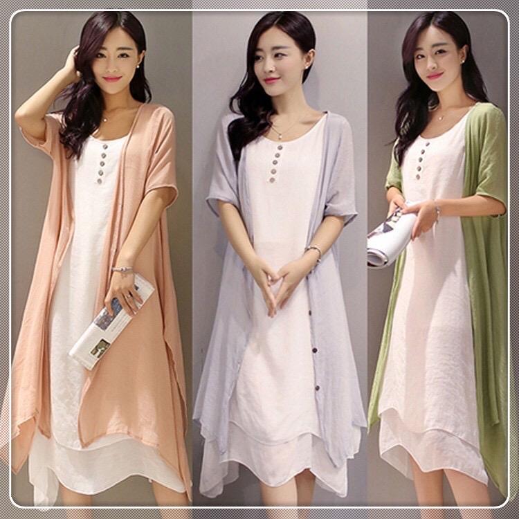 Set váy chất lanh tơ 1