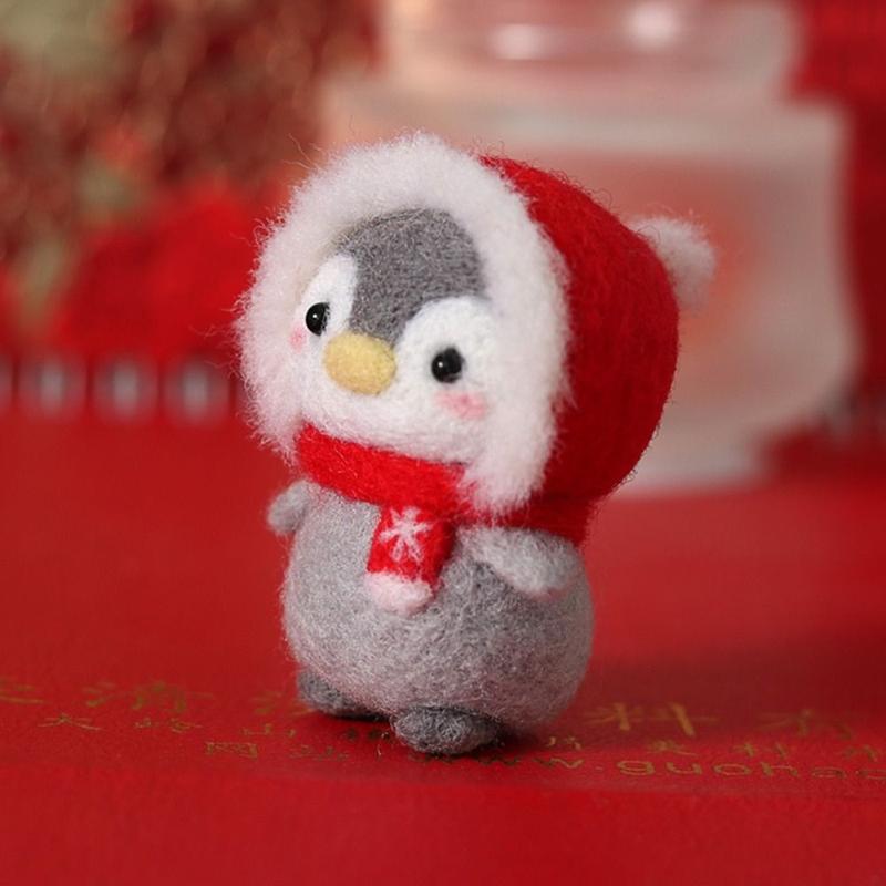 Product Introduction of New Not Finished Wool Felting Kit Cute Penguin Handmade Needle Felting Kit Cartoon Toy Doll DIY Felting Starter Kit 11