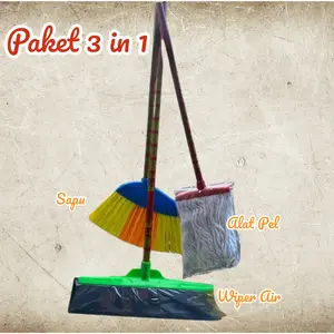 PAKET SAPU 3 IN 1 SAPU, PEL, WIPER TERMURAH 1 SET ALAT KEBERSIHAN MURAH