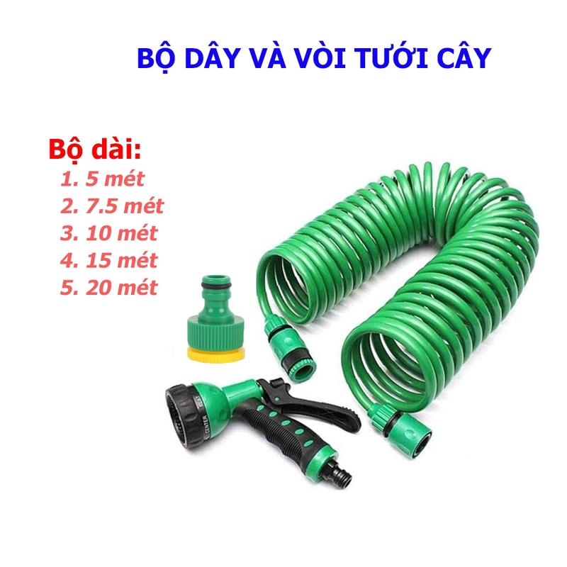 Bộ Dây và vòi tưới cây lò xo đa năng