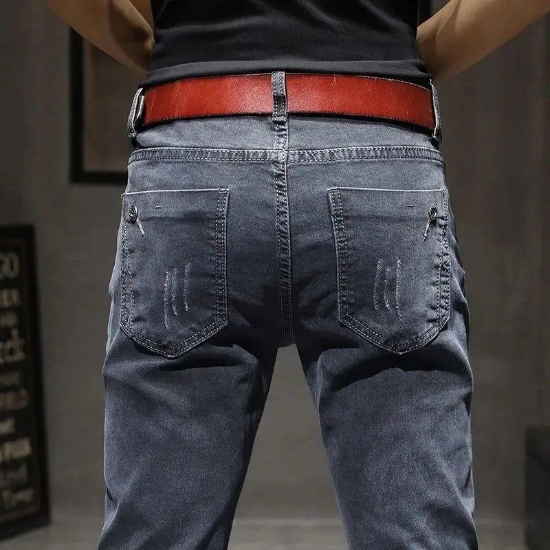 Quần Dài Jean Co Giãn, Dành Cho Nam Giới, Mỏng Vừa Vặn, Quần Mỏng, Phong Cách Hàn Quốc, Hợp Xu hướng Và Dễ Phối Đồ, Thích Hợp Cho Mùa Xuân Và Mùa Thu, Thanh Niên Và Thường Ngày, Quần Cổ Điển Hàng Mới Về Pants Có Túi 7