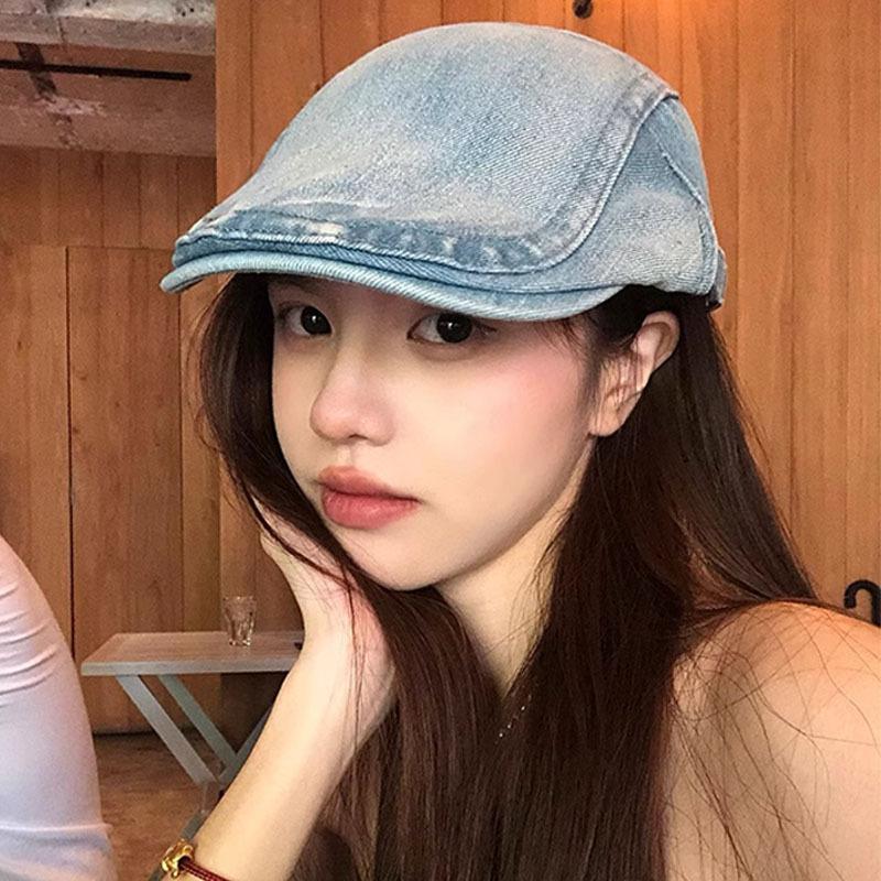 Retro Harajuku Style Washed Denim Forward Hat For Men And Women Spring ...