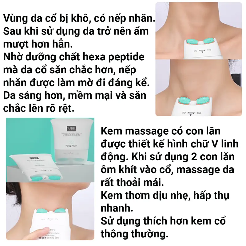 Kem Dưỡng Chống Lão Hóa Da Vùng Cổ SENANA Tuýp 110gram – Làm Mờ Nếp Nhăn, Có Con Lăn Massage Silicone Êm Ái, Dưỡng Ẩm, Giúp Sáng Da 2