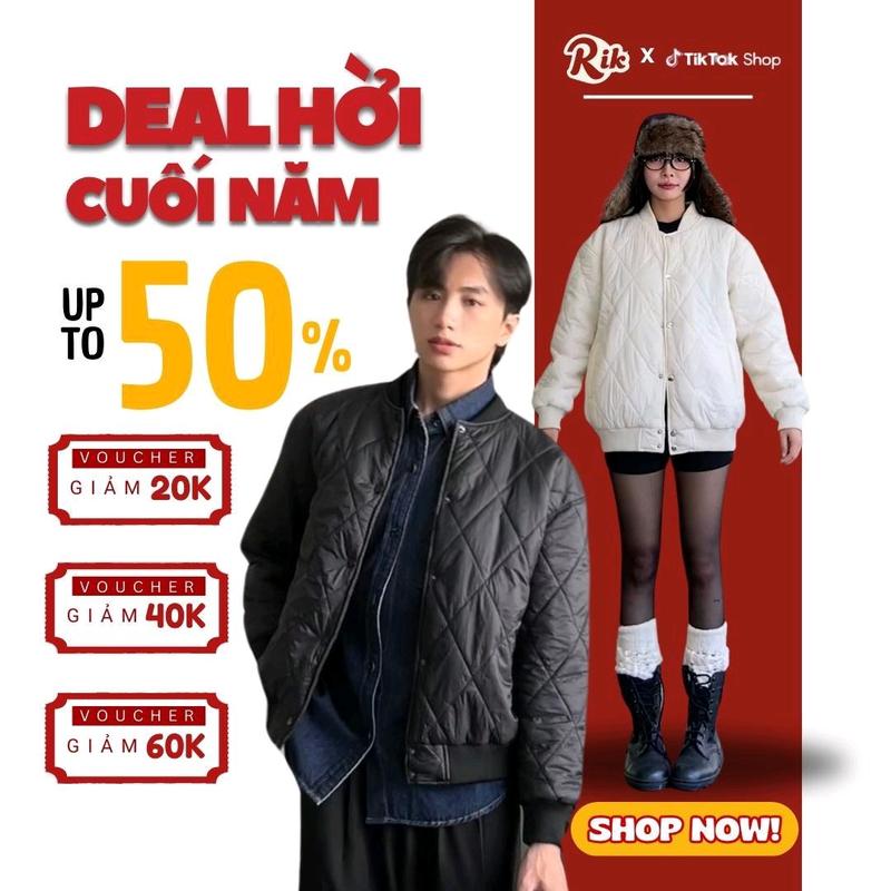 Áo Khoác Bomber TRƠN 3 Lớp Trần Bông Quả Trám Unisex Nam/Nữ, Áo khoác phao mùa đông - Jacket, Menswear