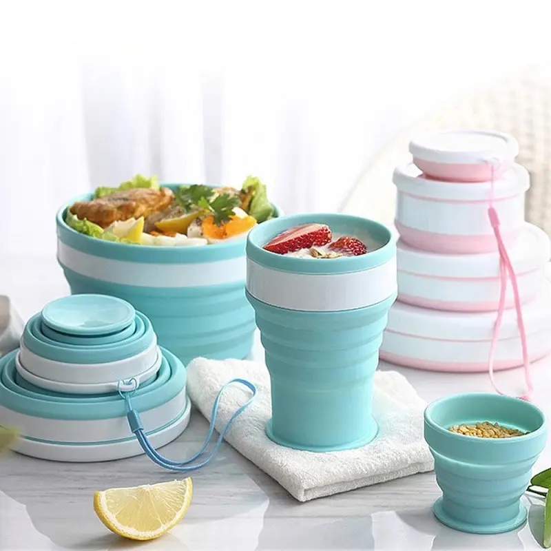 Portable Collapsible Silicone Cup 100/200/350ml Mug Foldable Bowl 550/950ml