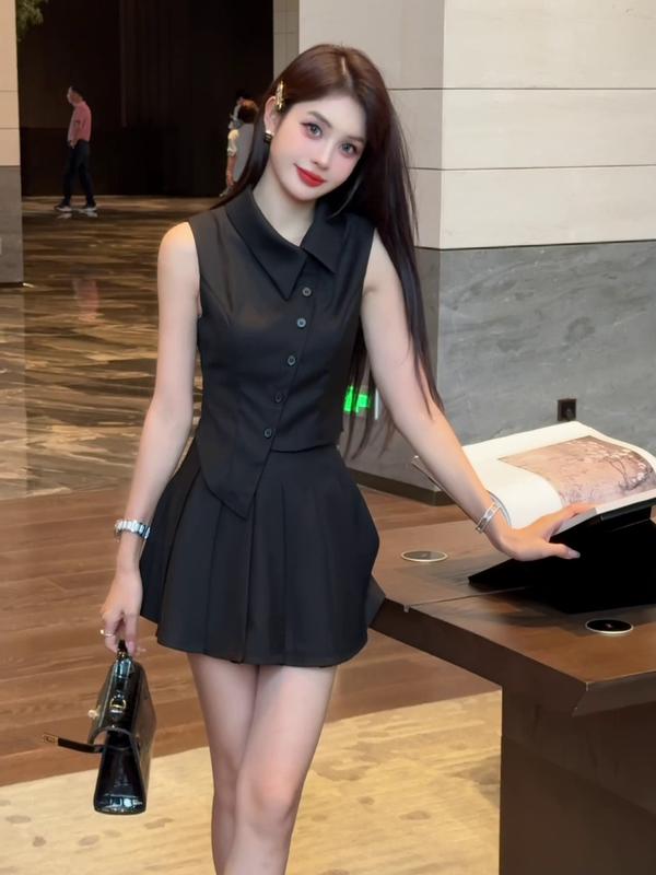 Set váy tiểu thư vạt chéo chân váy xếp ly NA&NA Clothing S024 1